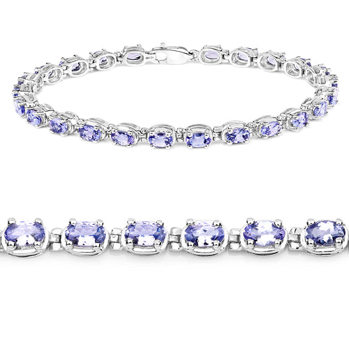 Bids.com 6.00 Carat Genuine Tanzanite .925 Sterling Silver Bracelet Bracelets White Smoke size 7.50,size 7.25,size 7.00,size 8.00