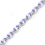 Bids.com 6.00 Carat Genuine Tanzanite .925 Sterling Silver Bracelet Bracelets White Smoke size 7.50,size 7.25,size 7.00,size 8.00