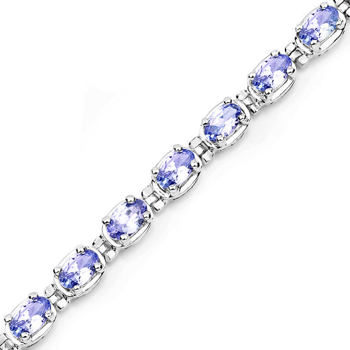 Bids.com 6.00 Carat Genuine Tanzanite .925 Sterling Silver Bracelet Bracelets White Smoke size 7.50,size 7.25,size 7.00,size 8.00