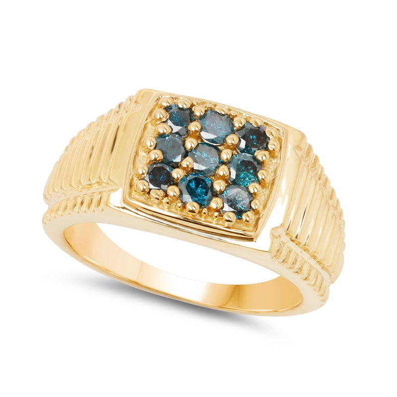 Bids.com 14K Yellow Gold Plated 0.63 Carat Genuine Blue Diamond .925 Sterling Silver Ring Rings White Smoke size 8.00,size 6.00,size 7.00,size 9.00