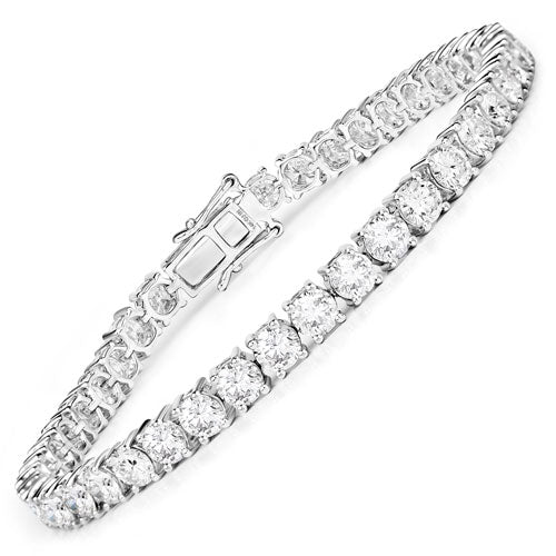 Bids.com 10.00 Carat Lab Grown Diamond 14K White Gold Bracelet Bracelets White Smoke size 7.00