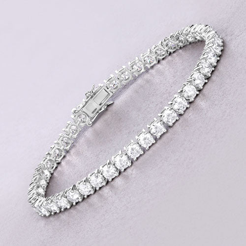 Bids.com 10.00 Carat Lab Grown Diamond 14K White Gold Bracelet Bracelets Light Gray size 7.00