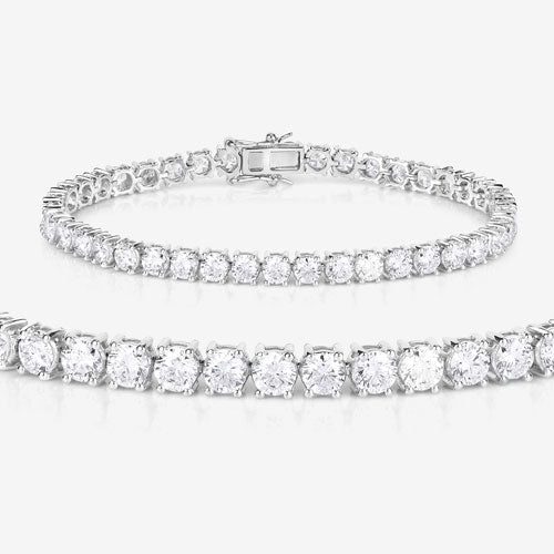 Bids.com 10.00 Carat Lab Grown Diamond 14K White Gold Bracelet Bracelets White Smoke size 7.00