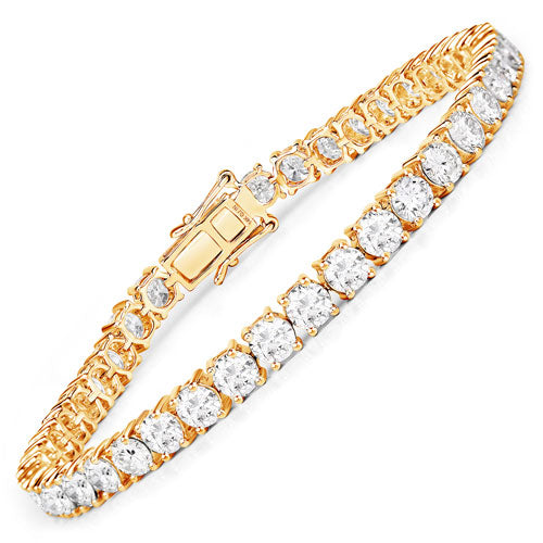 Bids.com 10.00 Carat Lab Grown Diamond 14K Yellow Gold Bracelet Bracelets White Smoke size 7.00