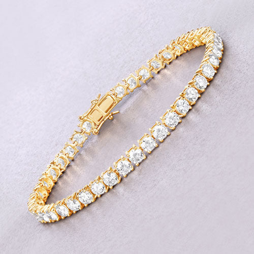 Bids.com 10.00 Carat Lab Grown Diamond 14K Yellow Gold Bracelet Bracelets Thistle size 7.00