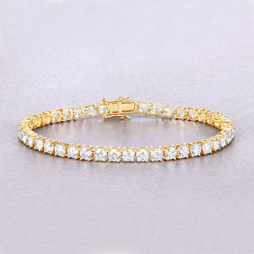 Bids.com 10.00 Carat Lab Grown Diamond 14K Yellow Gold Bracelet Bracelets Thistle size 7.00