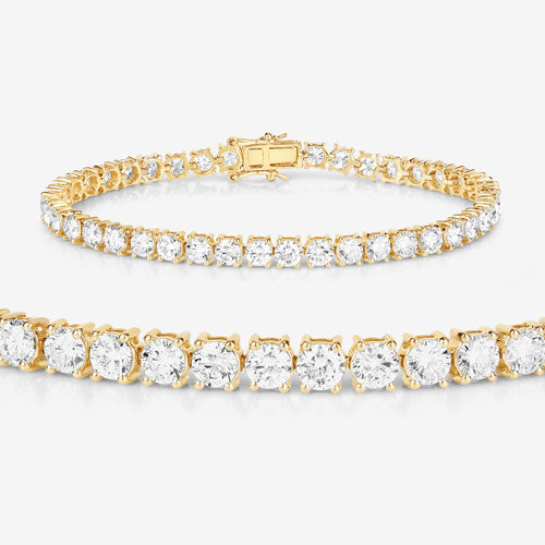 Bids.com 10.00 Carat Lab Grown Diamond 14K Yellow Gold Bracelet Bracelets White Smoke size 7.00