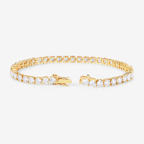 Bids.com 10.00 Carat Lab Grown Diamond 14K Yellow Gold Bracelet Bracelets White Smoke size 7.00