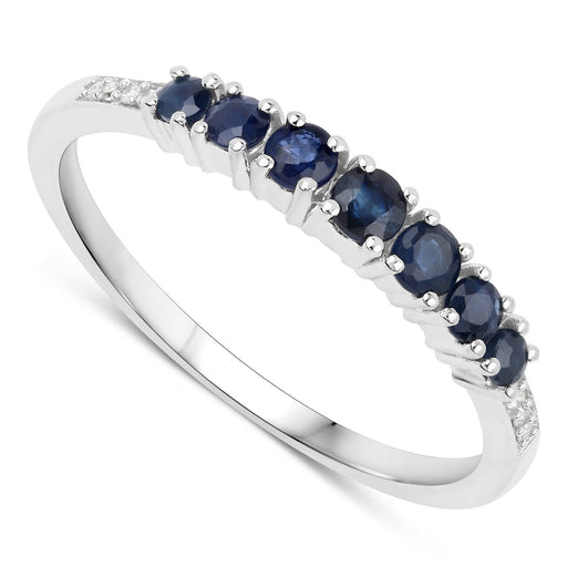 Bids.com 0.45 Carat Genuine Blue Sapphire and White Diamond 14K White Gold Ring Rings White Smoke size 5.00,size 6.00,size 7.00,size 8.00,size 9.00