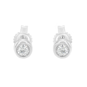 Bids.com 10K White Gold 0.15 Cttw Round Brilliant-Cut Near Colorless Diamond Bezel-Set Stud Earrings (H-I Color, I1-I2 Clarity) Earrings White Smoke Yellow.Gold,White.Gold,10k Yellow Gold