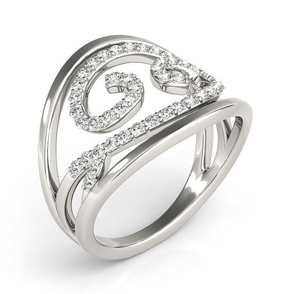 Bids.com Swirl Design Diamond Ring in 14k White Gold (1/2 cttw) Rings White Smoke 3 / White Gold,3.5 / White Gold,4 / White Gold,4.5 / White Gold,5 / White Gold,5.5 / White Gold,6 / White Gold,6.5 / White Gold,7 / White Gold,7.5 / White Gold,8 / White Gold,8.5 / White Gold,9 / White Gold