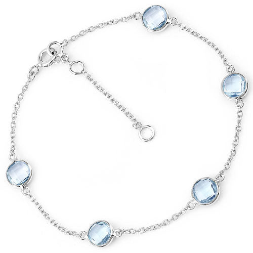 Bids.com 5.00 Carat Genuine Blue Topaz .925 Sterling Silver Bracelet Bracelets White Smoke size 7.00
