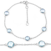 Bids.com 5.00 Carat Genuine Blue Topaz .925 Sterling Silver Bracelet Bracelets White Smoke size 7.00