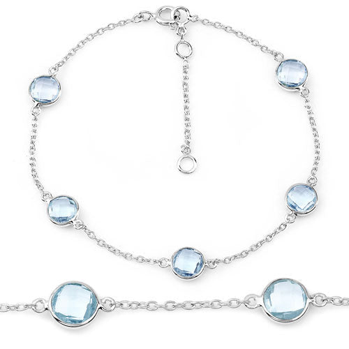 Bids.com 5.00 Carat Genuine Blue Topaz .925 Sterling Silver Bracelet Bracelets White Smoke size 7.00