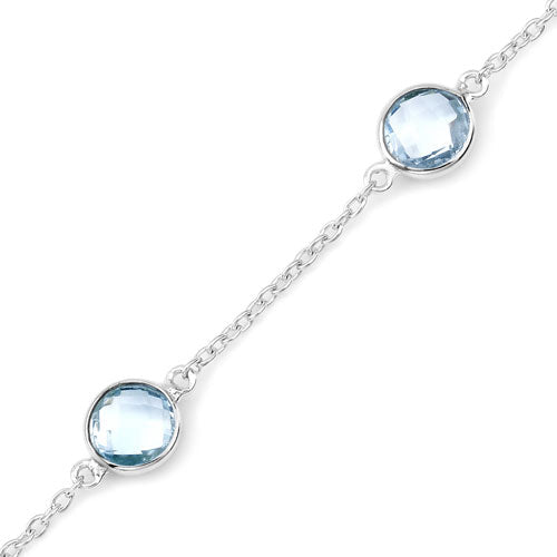 Bids.com 5.00 Carat Genuine Blue Topaz .925 Sterling Silver Bracelet Bracelets White Smoke size 7.00