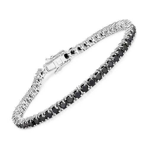 Bids.com 5.40 Carat Genuine Black Diamond .925 Sterling Silver Bracelet Bracelets White Smoke size 7.00