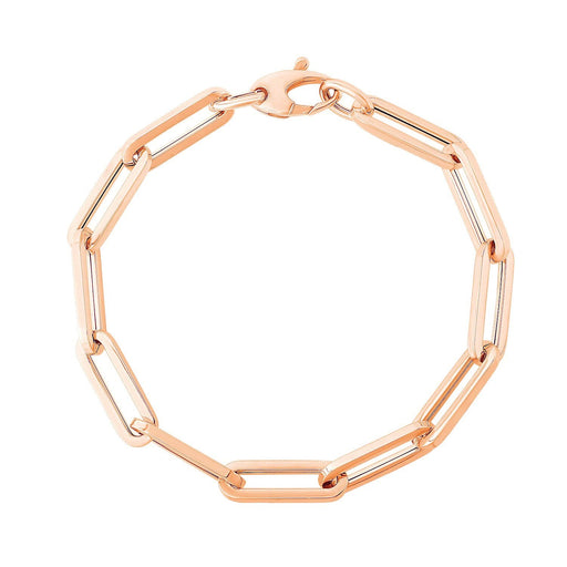 Bids.com 14K Rose Gold Extra Wide Paperclip Chain Bracelet Bracelets White Smoke 7.5 / Rose Gold,One / Rose Gold