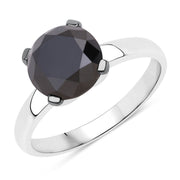 Bids.com 3.00 Carat Genuine Black Diamond 14K White Gold Ring Rings White Smoke size 6.00,size 7.00,size 8.00