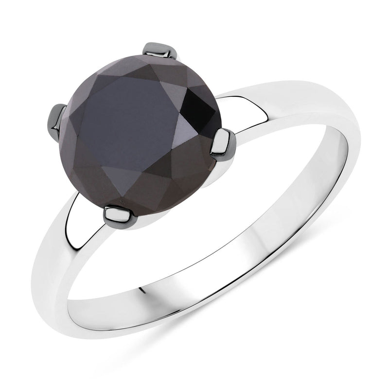 Bids.com 3.00 Carat Genuine Black Diamond 14K White Gold Ring Rings White Smoke size 6.00,size 7.00,size 8.00