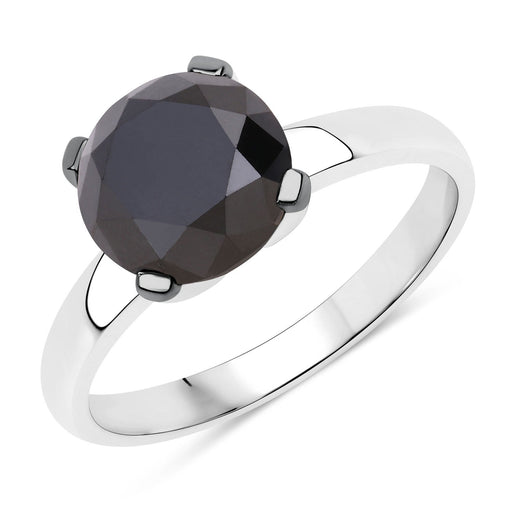 Bids.com 3.00 Carat Genuine Black Diamond 14K White Gold Ring Rings White Smoke size 6.00,size 7.00,size 8.00