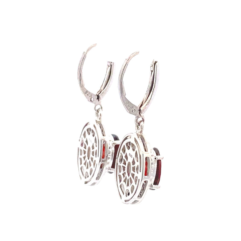 Bids.com .38ct Garnet Diamond Dangle Earrings Sterling Silver Earrings White Smoke