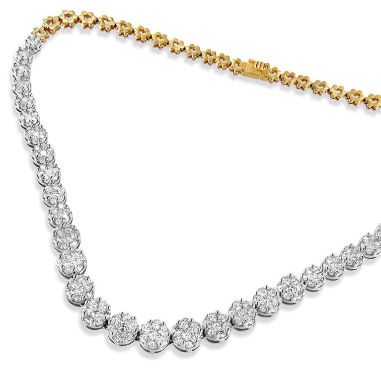 Bids.com IGI Certified 14K Yellow Gold 14 3/4 cttw Pave Set Round-Cut Diamond Riviera Necklace (F-G Color, S2-I1 Clarity) Necklaces White Smoke Yellow.Gold / 18