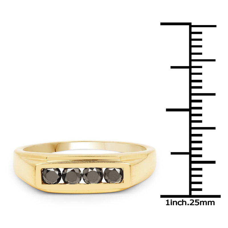 Bids.com 14K Yellow Gold Plated 0.48 Carat Genuine Black Diamond .925 Sterling Silver Ring Rings White Smoke size 9.00,size 9.50,size 10.00,size 6.00,size 7.00,size 8.00