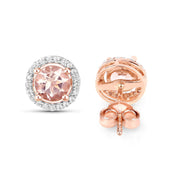 Bids.com 0.93 Carat Genuine Morganite and White Diamond 14K Rose Gold Earrings Earrings White Smoke