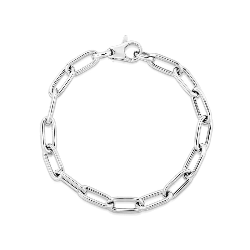 Bids.com Sterling Silver Wide Paperclip Chain Bracelet Bracelets White Smoke 7.5 / Sterling Silver