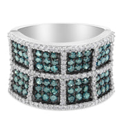 Bids.com 14K White Gold White and Treated Blue Diamond Cocktail Ring (1 1/2 Cttw, H-I Color, I1-I2 Clarity) - Size 6 Rings White Smoke 7 / White.Gold,6 / White.Gold