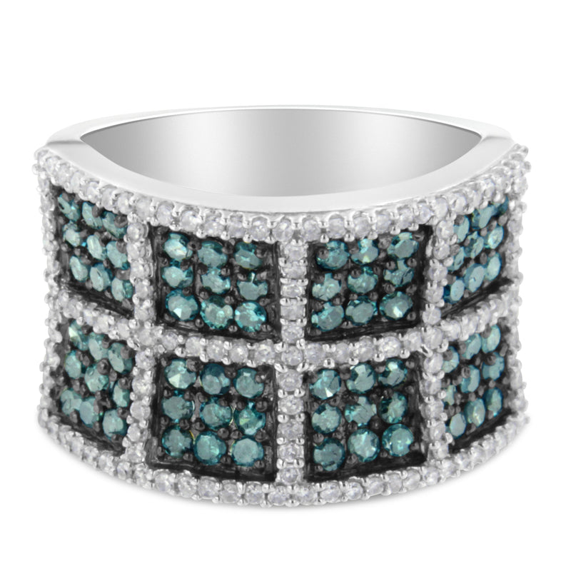 Bids.com 14K White Gold White and Treated Blue Diamond Cocktail Ring (1 1/2 Cttw, H-I Color, I1-I2 Clarity) - Size 6 Rings White Smoke 7 / White.Gold,6 / White.Gold
