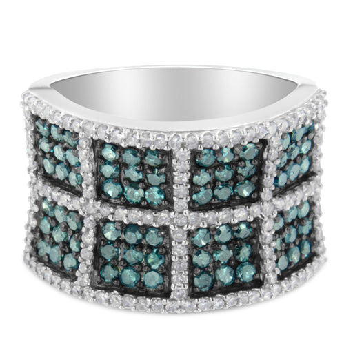 Bids.com 14K White Gold White and Treated Blue Diamond Cocktail Ring (1 1/2 Cttw, H-I Color, I1-I2 Clarity) - Size 6 Rings White Smoke 7 / White.Gold,6 / White.Gold