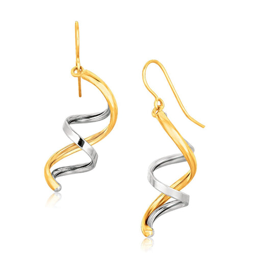 Bids.com 14k Two Tone Gold Double Helix Polished Dangling Earrings Earrings White Smoke Two-Tone Gold