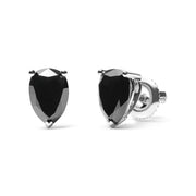 Bids.com 14K White Gold 2.00 Cttw Pear Cut Black Diamond Stud Earrings Earrings White Smoke White.Gold / 2