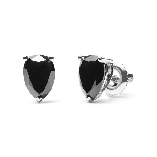Bids.com 14K White Gold 2.00 Cttw Pear Cut Black Diamond Stud Earrings Earrings White Smoke White.Gold / 2