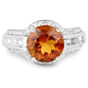 Bids.com 2.81 Carat Genuine Citrine and White Topaz .925 Sterling Silver Ring Rings White Smoke size 7.00,size 8.00,size 6.00,size 9.00,size 5.00