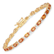 Bids.com 7.39 Carat Genuine Orange Sapphire and White Diamond 14K Yellow Gold Bracelet Bracelets White Smoke size 7.00