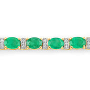 Bids.com 14.05 Carat Genuine Zambian Emerald and White Diamond 14K Yellow Gold Bracelet Bracelets Medium Sea Green size 7.00