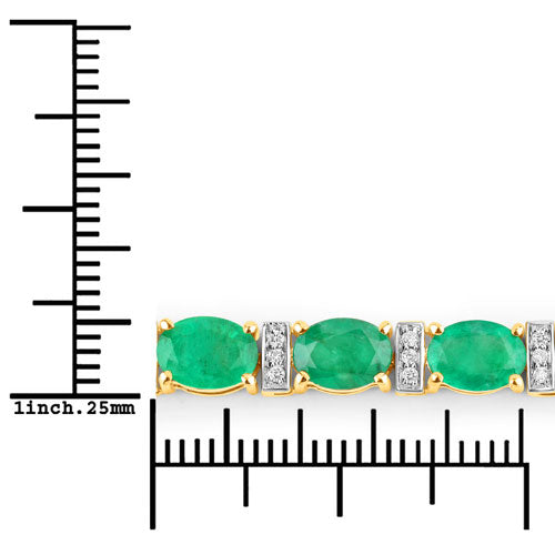 Bids.com 14.05 Carat Genuine Zambian Emerald and White Diamond 14K Yellow Gold Bracelet Bracelets White Smoke size 7.00