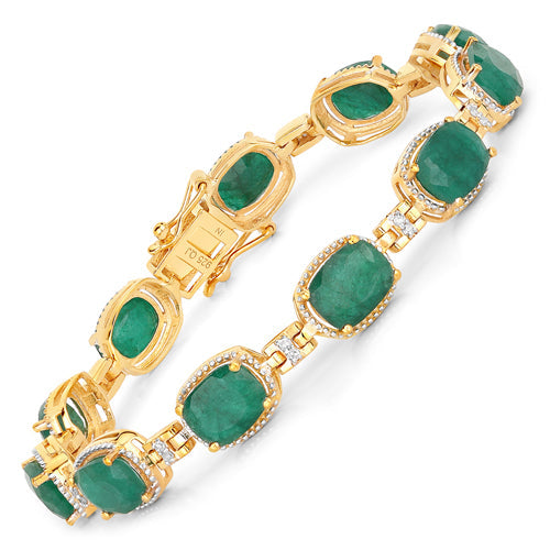 Bids.com 15.06 Carat Dyed Emerald and White Diamond .925 Sterling Silver Bracelet Bracelets White Smoke size 7.00,size 8.00
