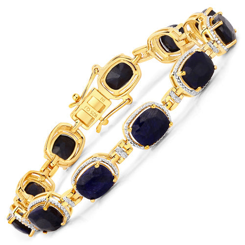 Bids.com 21.11 Carat Dyed Sapphire and White Diamond .925 Sterling Silver Bracelet Bracelets White Smoke size 7.00,size 8.00