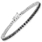 Bids.com 3.15 Carat Genuine Black Diamond .925 Sterling Silver Bracelet Bracelets White Smoke size 7.00
