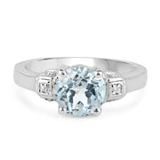 Bids.com 2.28 Carat Genuine Blue Topaz and White Topaz .925 Sterling Silver Ring Rings White Smoke size 6.00,size 7.00,size 8.00,size 5.00,size 9.00