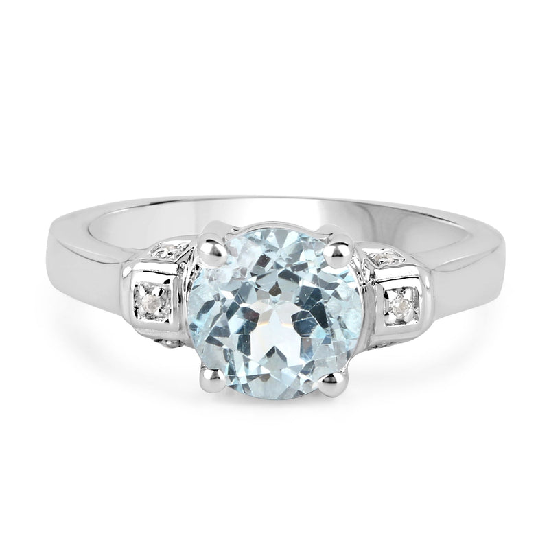 Bids.com 2.28 Carat Genuine Blue Topaz and White Topaz .925 Sterling Silver Ring Rings White Smoke size 6.00,size 7.00,size 8.00,size 5.00,size 9.00