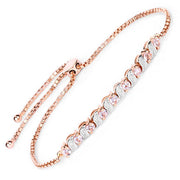 Bids.com 0.89 Carat Genuine Morganite and White Topaz .925 Sterling Silver Bracelet Bracelets White Smoke size 10.00
