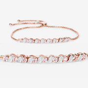 Bids.com 0.89 Carat Genuine Morganite and White Topaz .925 Sterling Silver Bracelet Bracelets White Smoke size 10.00