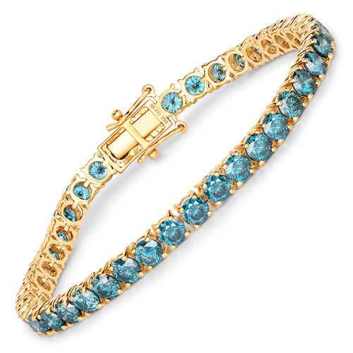 Bids.com 12.95 Carat Genuine Blue Diamond 14K Yellow Gold Bracelet Bracelets White Smoke size 7.00