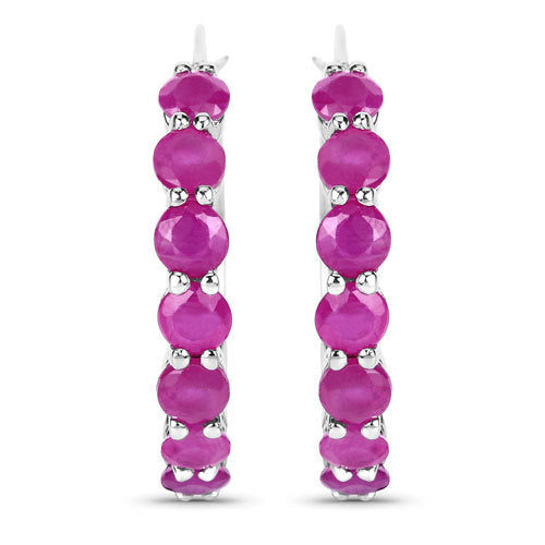 Bids.com 2.80 Carat Genuine Ruby .925 Sterling Silver Earrings Earrings White Smoke