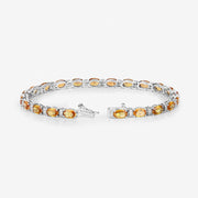 Bids.com 12.33 Carat Genuine Orange Sapphire and White Diamond 14K White Gold Bracelet Bracelets White Smoke size 7.00