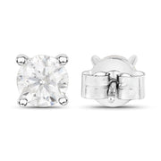 Bids.com 1.02 Carat Genuine White Diamond 14K White Gold Earrings Earrings White Smoke